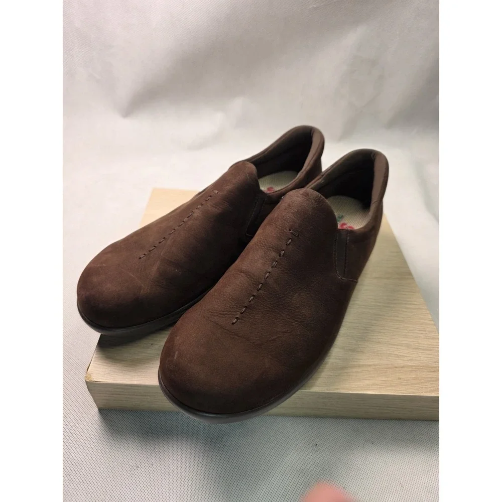 SAS Viva Shoes Women's 11 Brown Nubuck Comfort Slip On Walking Loafers Sneaker
